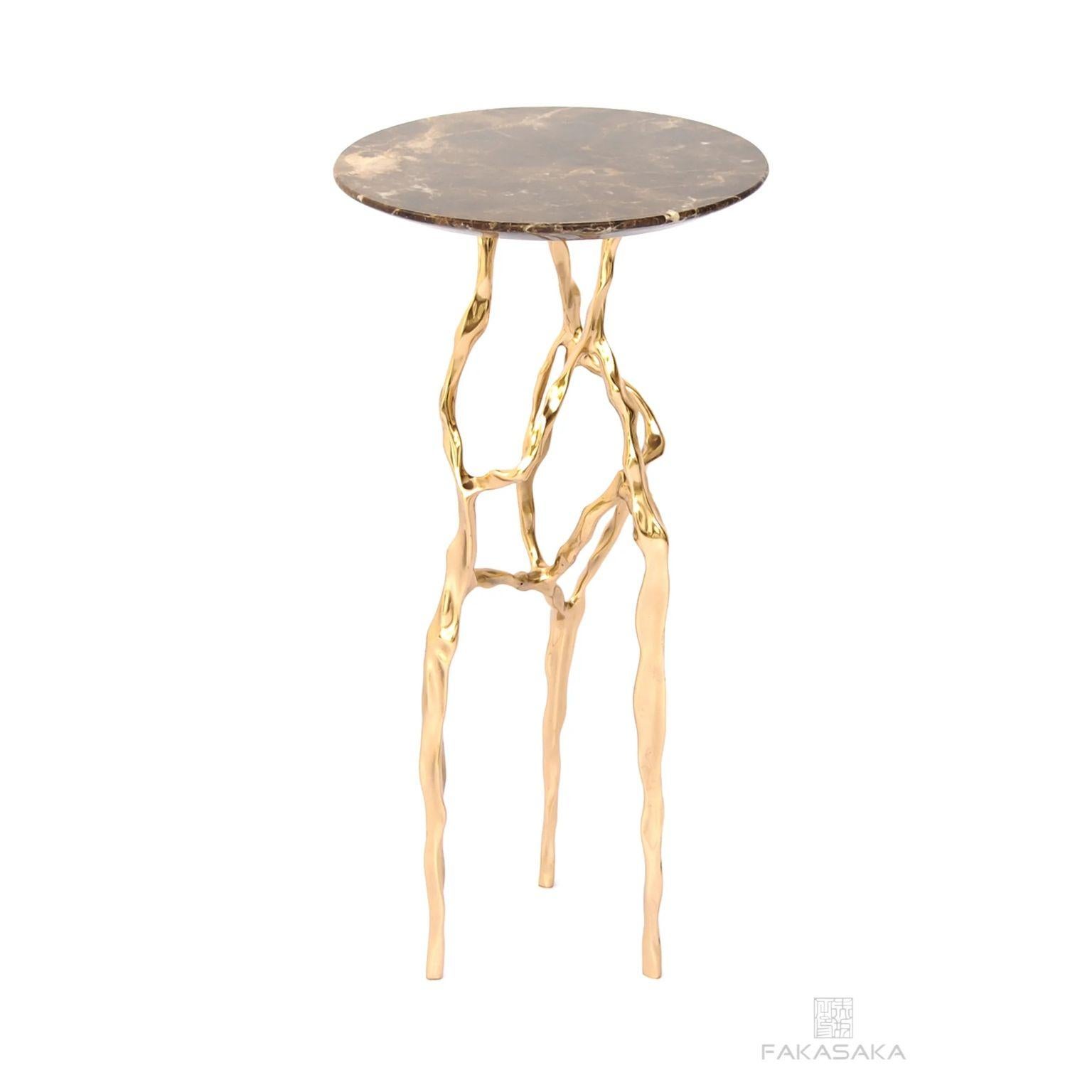 Contemporary Sid Drink Table with Marrom Imperial Marble Top by Fakasaka Design For Sale