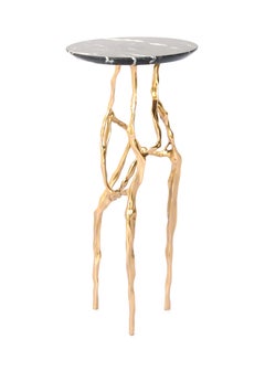 Sid Drink Table with Nero Marquina Marble Top by Fakasaka Design