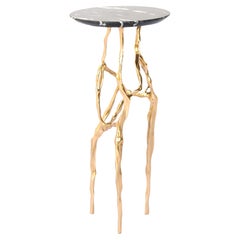 Sid Drink Table with Nero Marquina Marble Top by Fakasaka Design