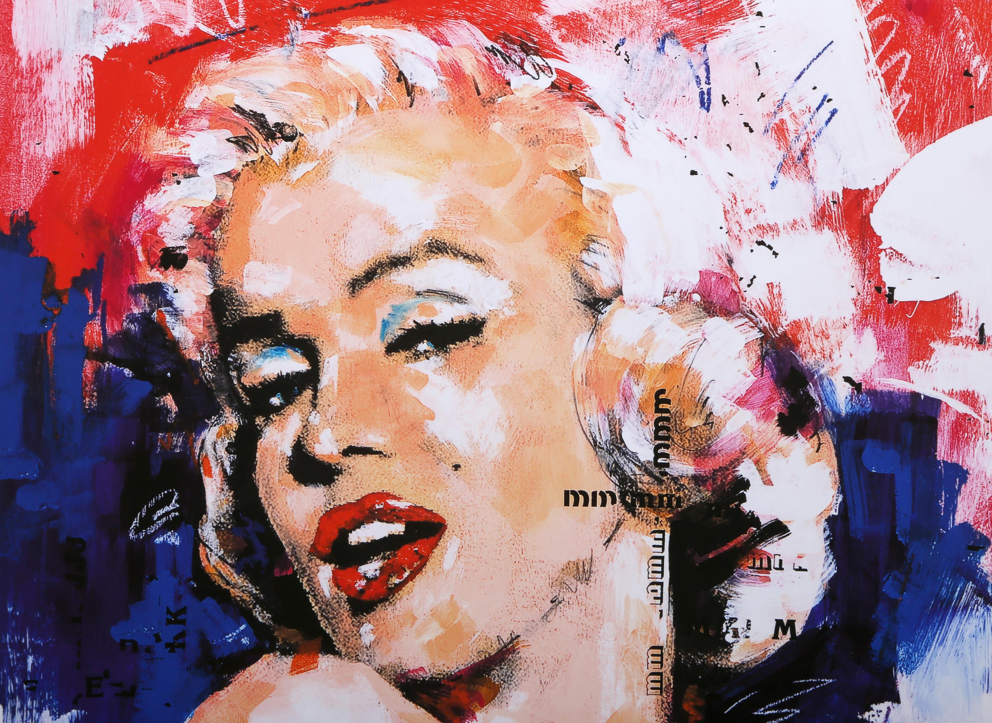 Red and Blue Marilyn, Pop Art Offset Print by Sid Maurer For Sale 1
