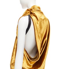 SID NEIGUM 2017 gold velvet drape high slit evening gown dress US6 M