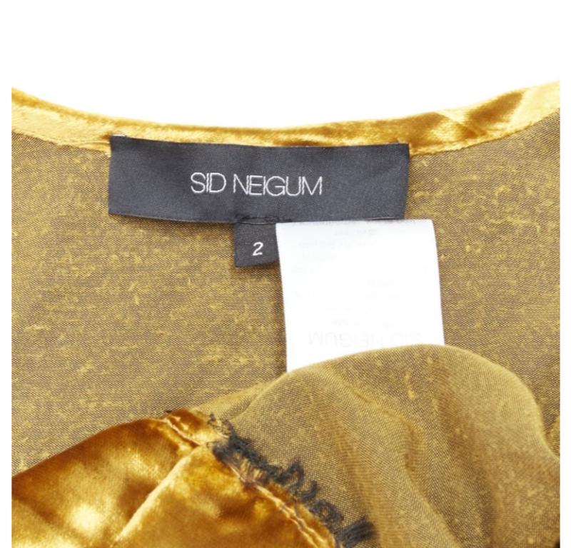 SID NEIGUM gold velvet black frayed seams wrap kimono robe jacket US2 S For Sale 5