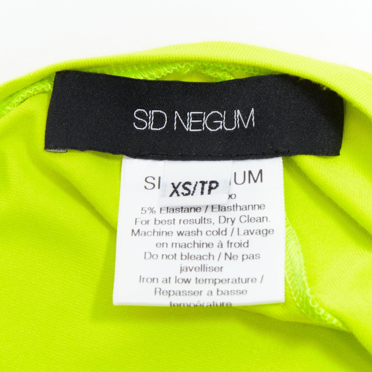 SID NEIGUM neon yellow stretch satin twist cut out draped dress XS For Sale 3