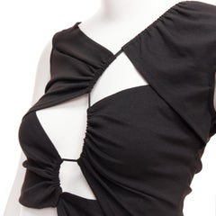 SID NEIGUM Tension black viscose blend cut out asymmetric crop top XS