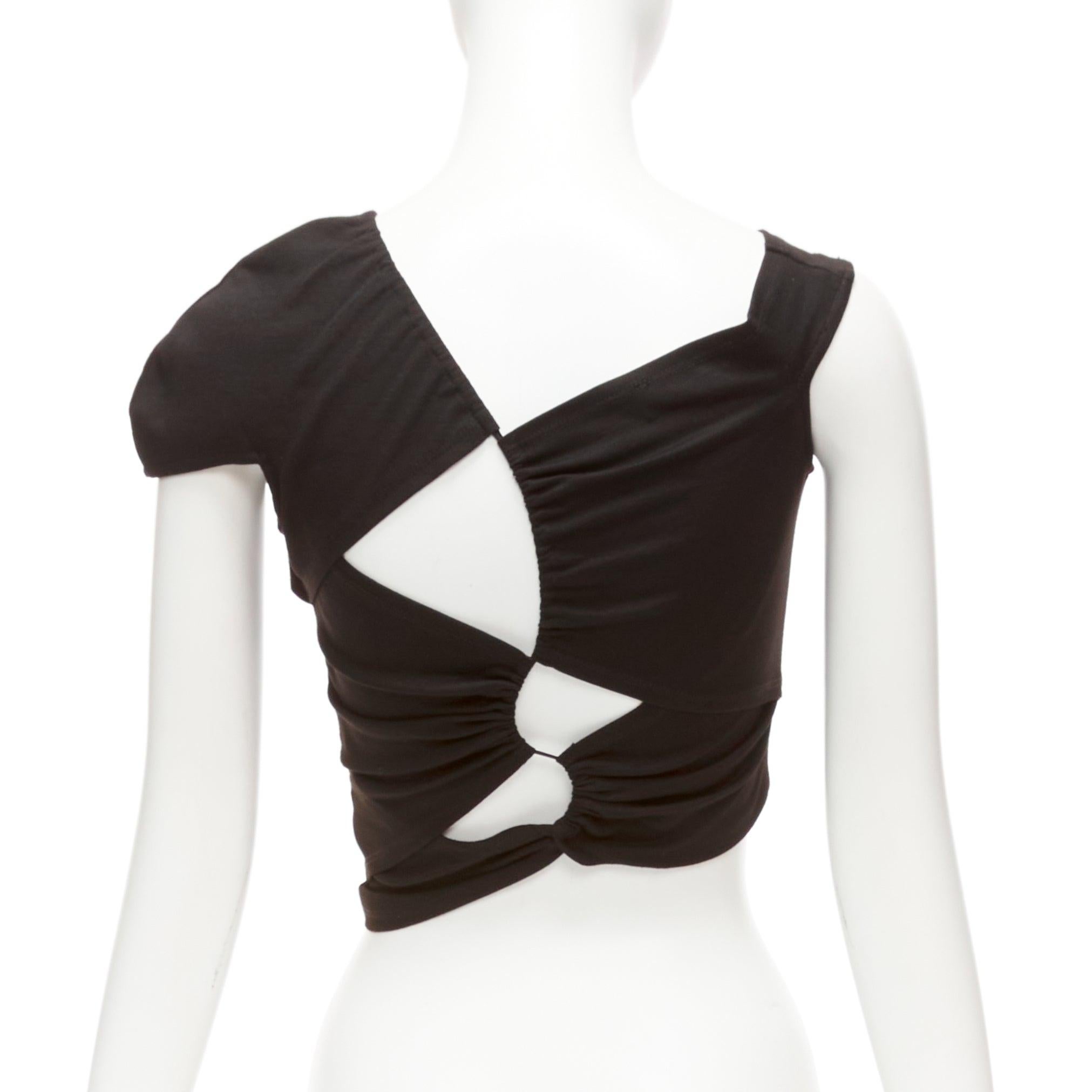 SID NEIGUM Tension black viscose blend cut out asymmetric crop top XS For Sale 1