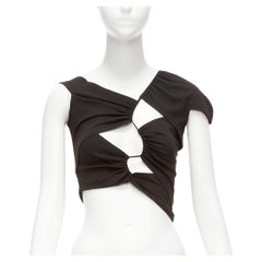 SID NEIGUM Tension black viscose blend cut out asymmetric crop top XS