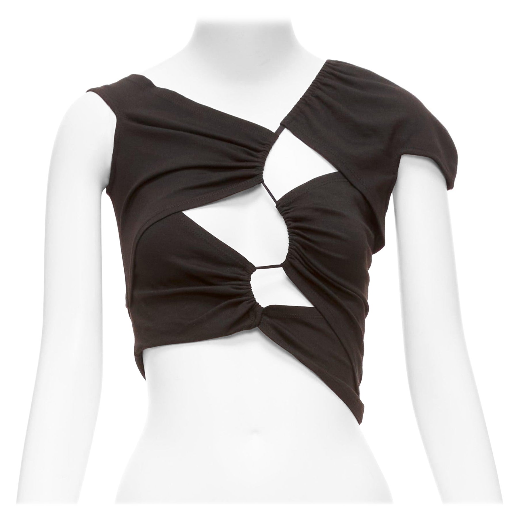 SID NEIGUM Tension Top asymétrique découpé asymétrique en viscose noire mélangée XS