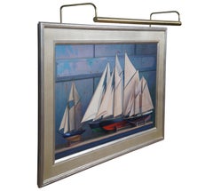 Sid Willis "Sails" Model Ship Still Life Maritime Oil Painting on Board Framed