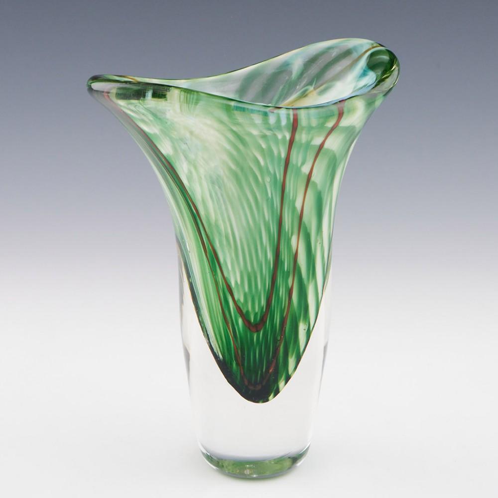 English Siddy Langley Grey, Green and Red Freeform 'Demo' Vase - 2009