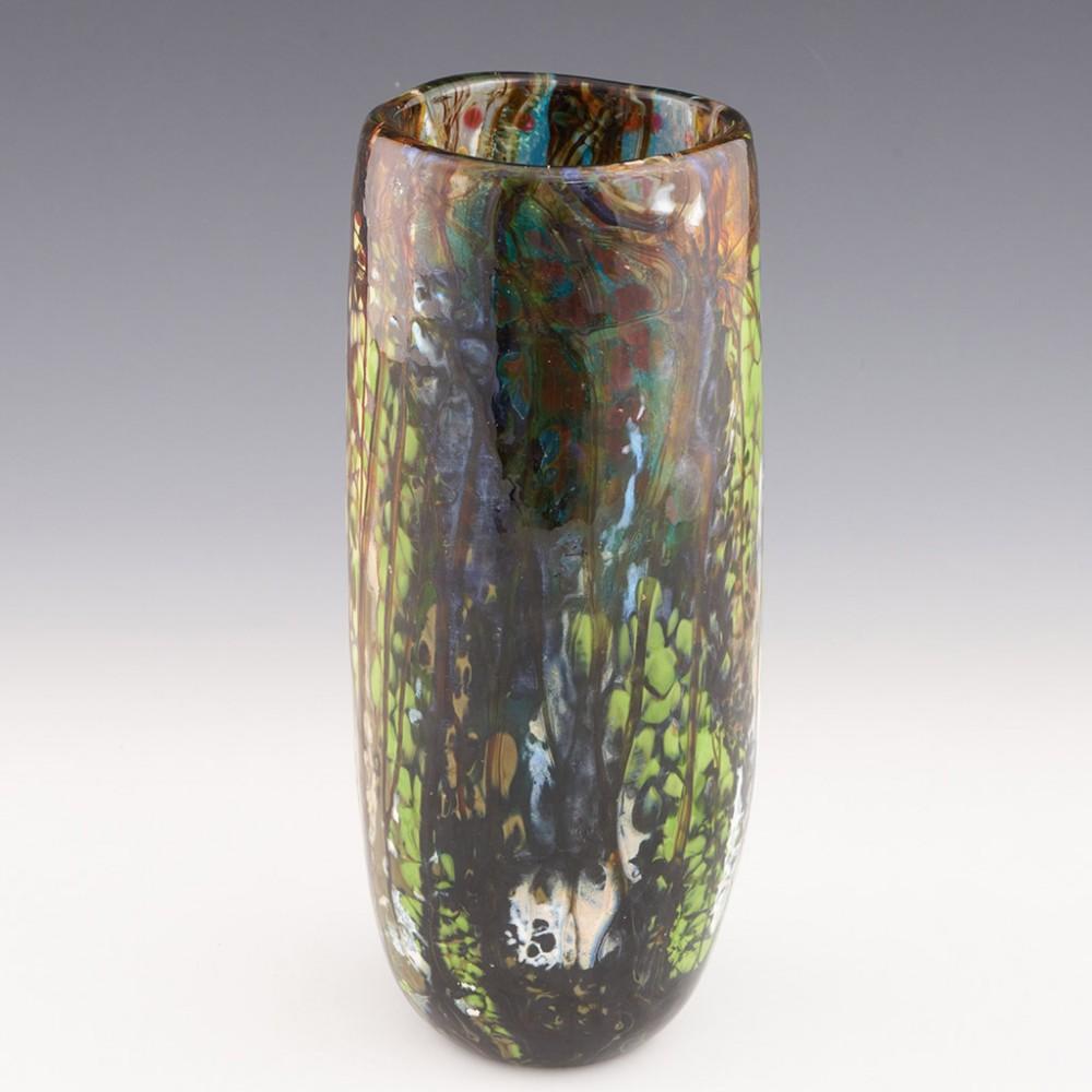 Heading : Siddy Langley Rainforest cylinder vase
Date : 2023
Origin : Devon, England
Bowl Features : Polychrome glass depicting a rainforest
Marks : Signed Siddy Langley 2023
Type : Lead
Size : 22.5cm height, 8.1cm diameter
Condition :Brand