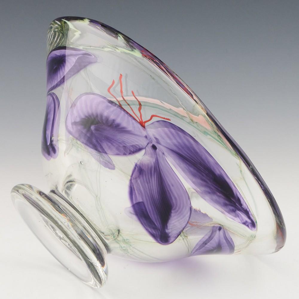 Art Glass Siddy Langley Tradescantia Footed Bowl c2012 For Sale