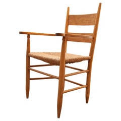 Side Arm Chair with Raffia Seat, Sweden, 1960s