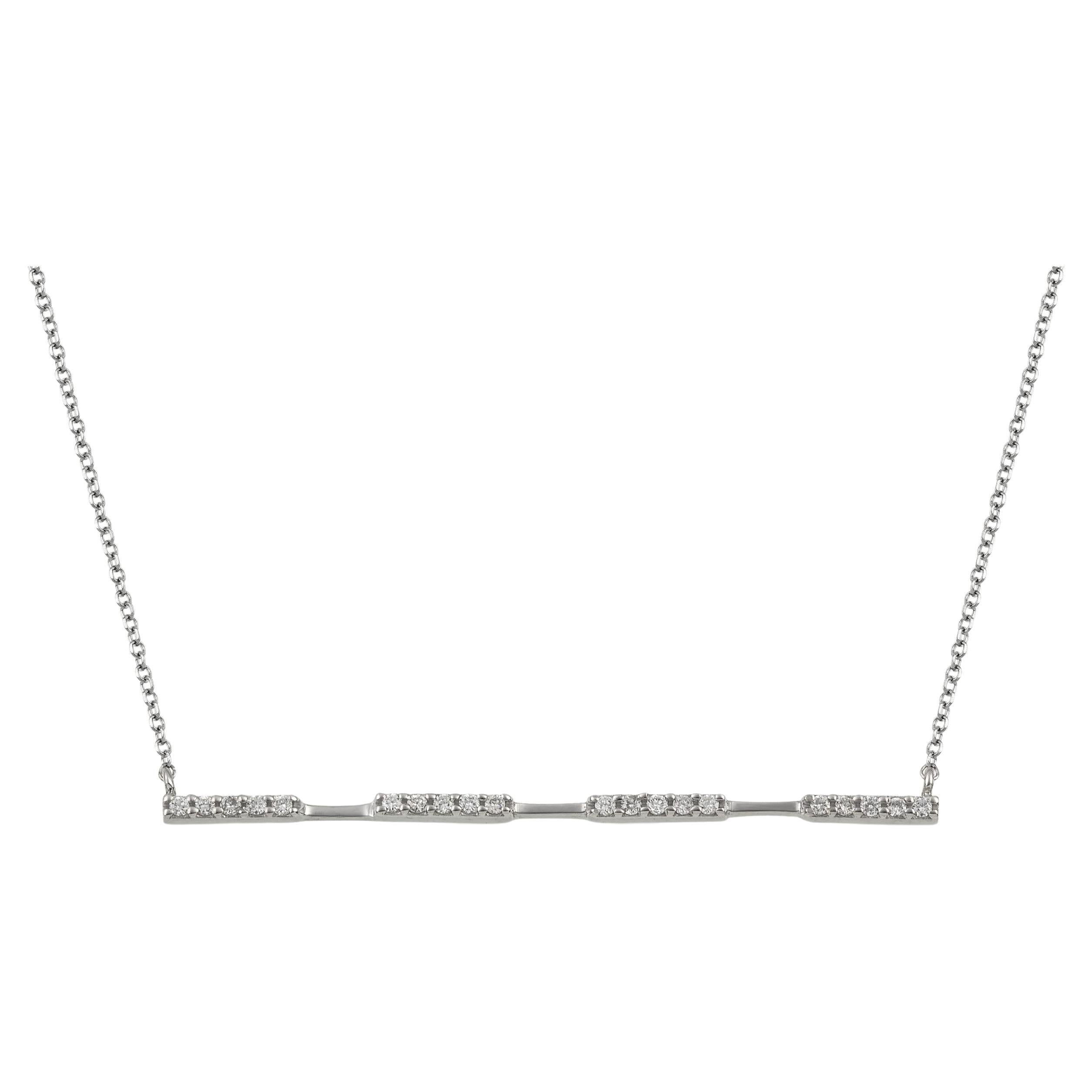 Side Bar Pendant in White Gold and Diamonds For Sale