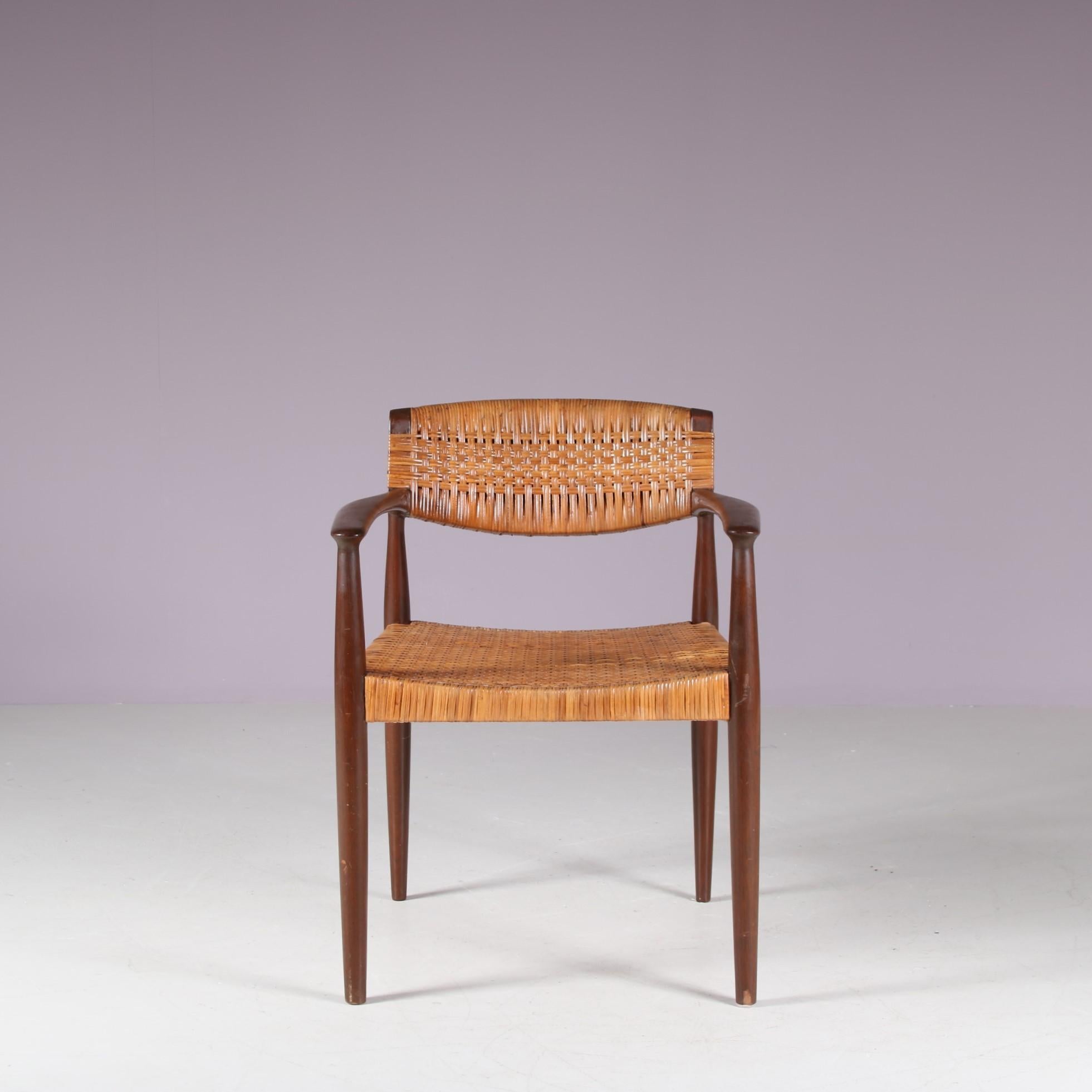 Scandinave moderne Chaise d'appoint par Einar Larsen & Aksel Bender Madsen pour Willy Beck, Danemark 1950 en vente
