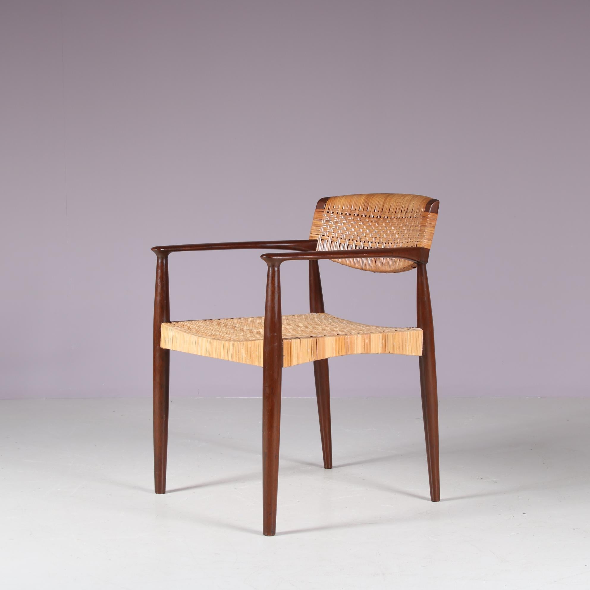 Scandinave moderne Chaise d'appoint par Einar Larsen & Aksel Bender Madsen pour Willy Beck, Danemark 1950 en vente