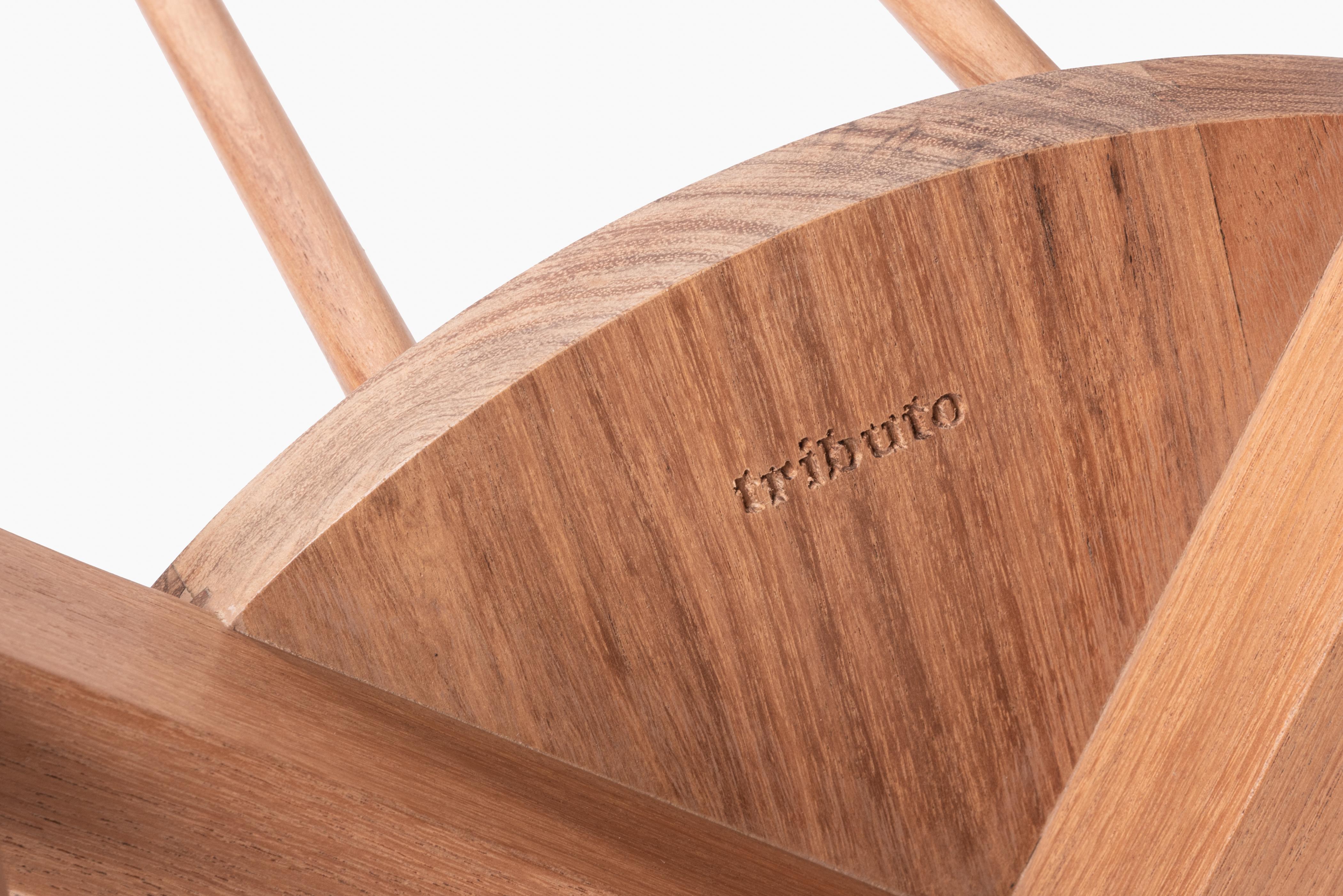 Beistellstuhl, Esszimmerstuhl aus massivem Tzalam-Holz, gefertigt (Minimalistisch) im Angebot