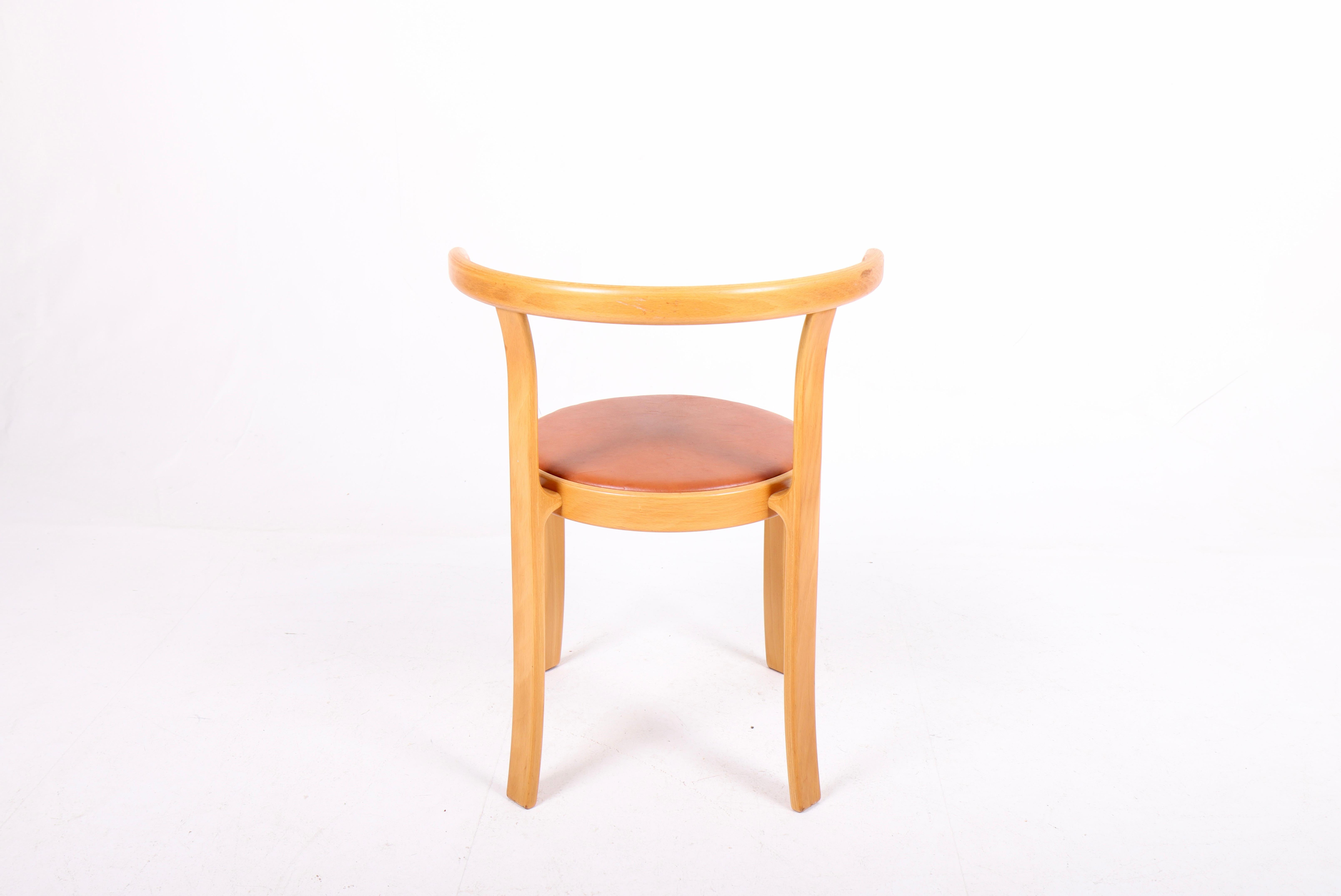 Side Chair in Beech and Patinated Leather, Designed by Rud Thygesen, 1980 For Sale 2