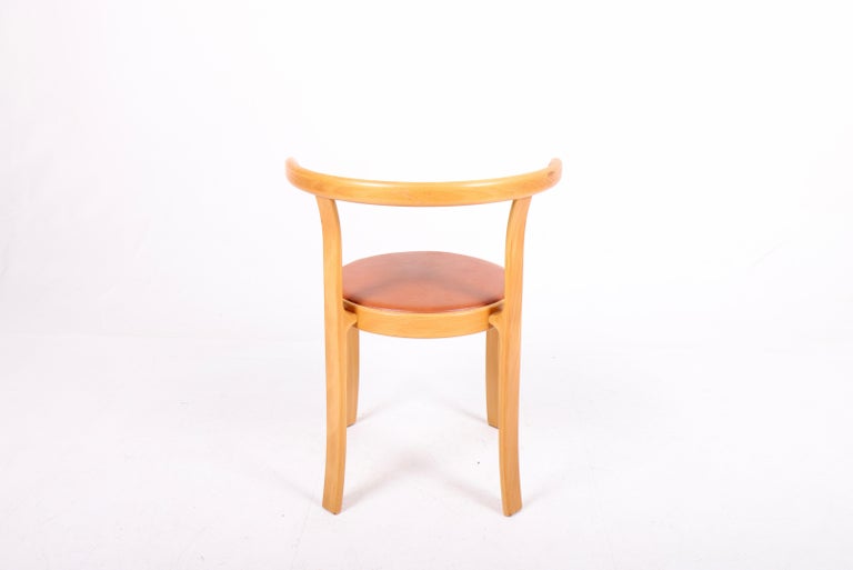 Side Chair in Beech and Patinated Leather, Designed by Rud Thygesen, 1980 For Sale 2
