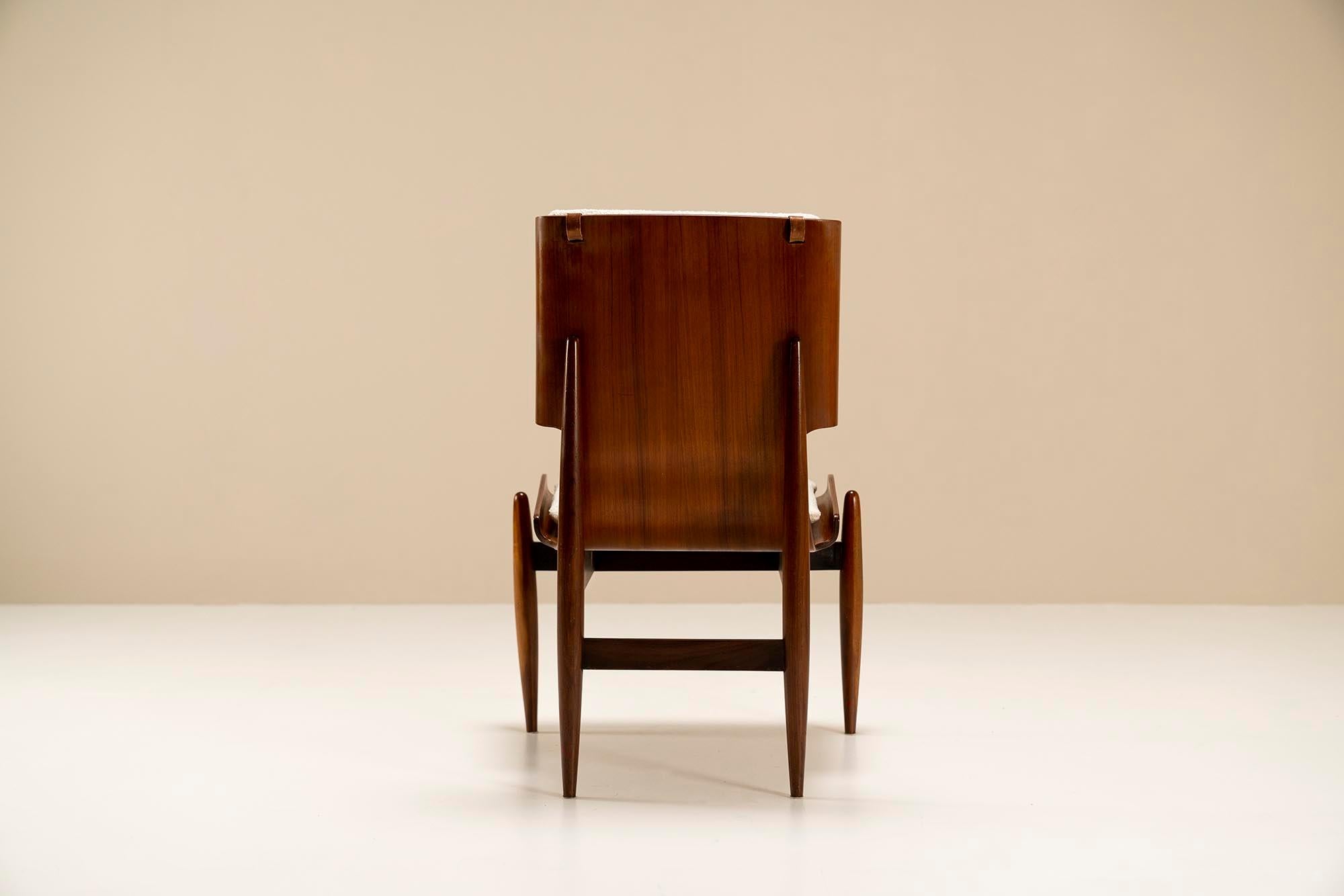 Side Chair in Bentwood with Rosewood Veneer by Barovero Turin, Italy, 1960s 1