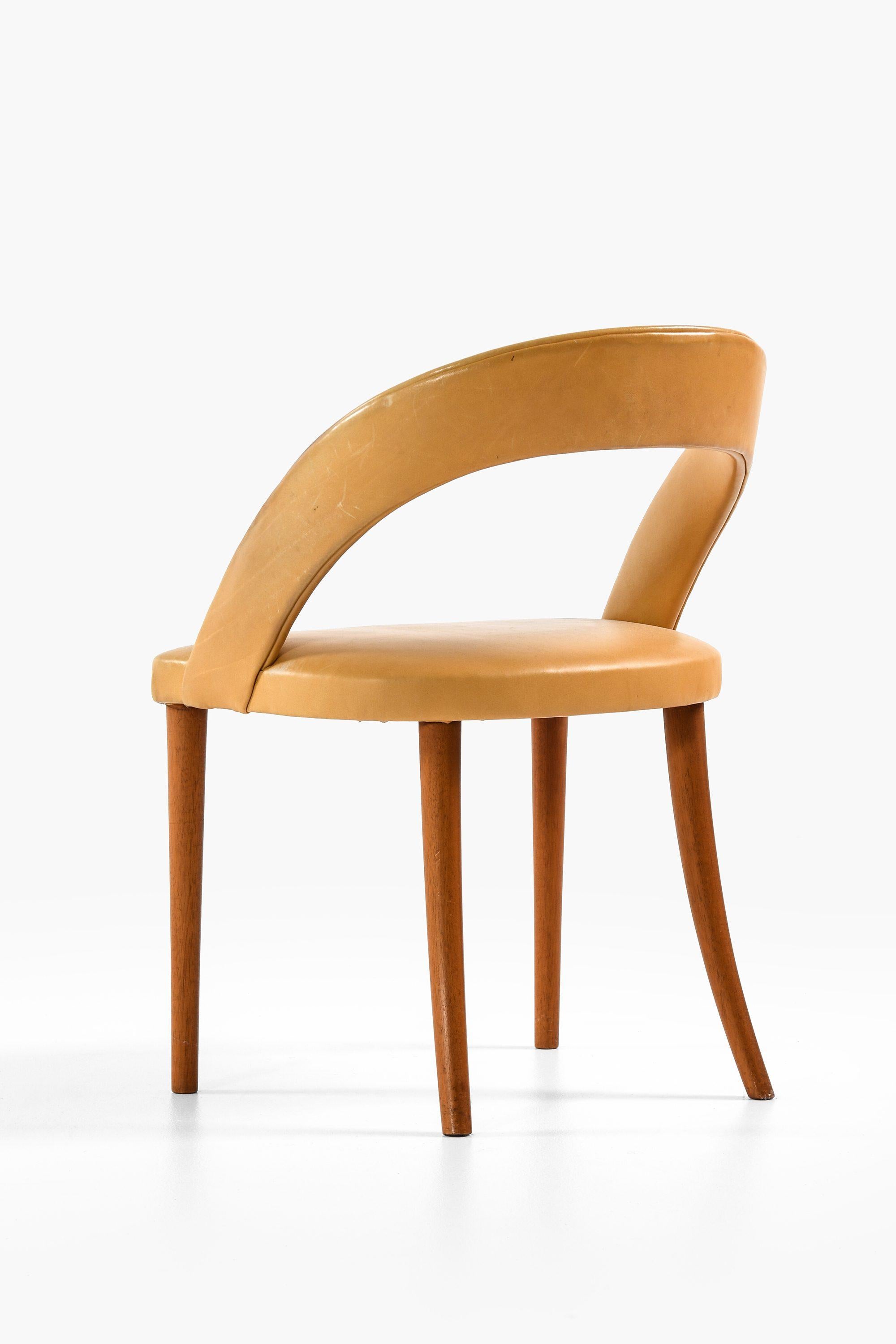 Danish Side Chair in Mahogany and Leather by Frode Holm, 1950s For Sale