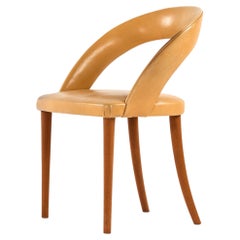 Chaise d'appoint en acajou et cuir de Frode Holm, années 1950