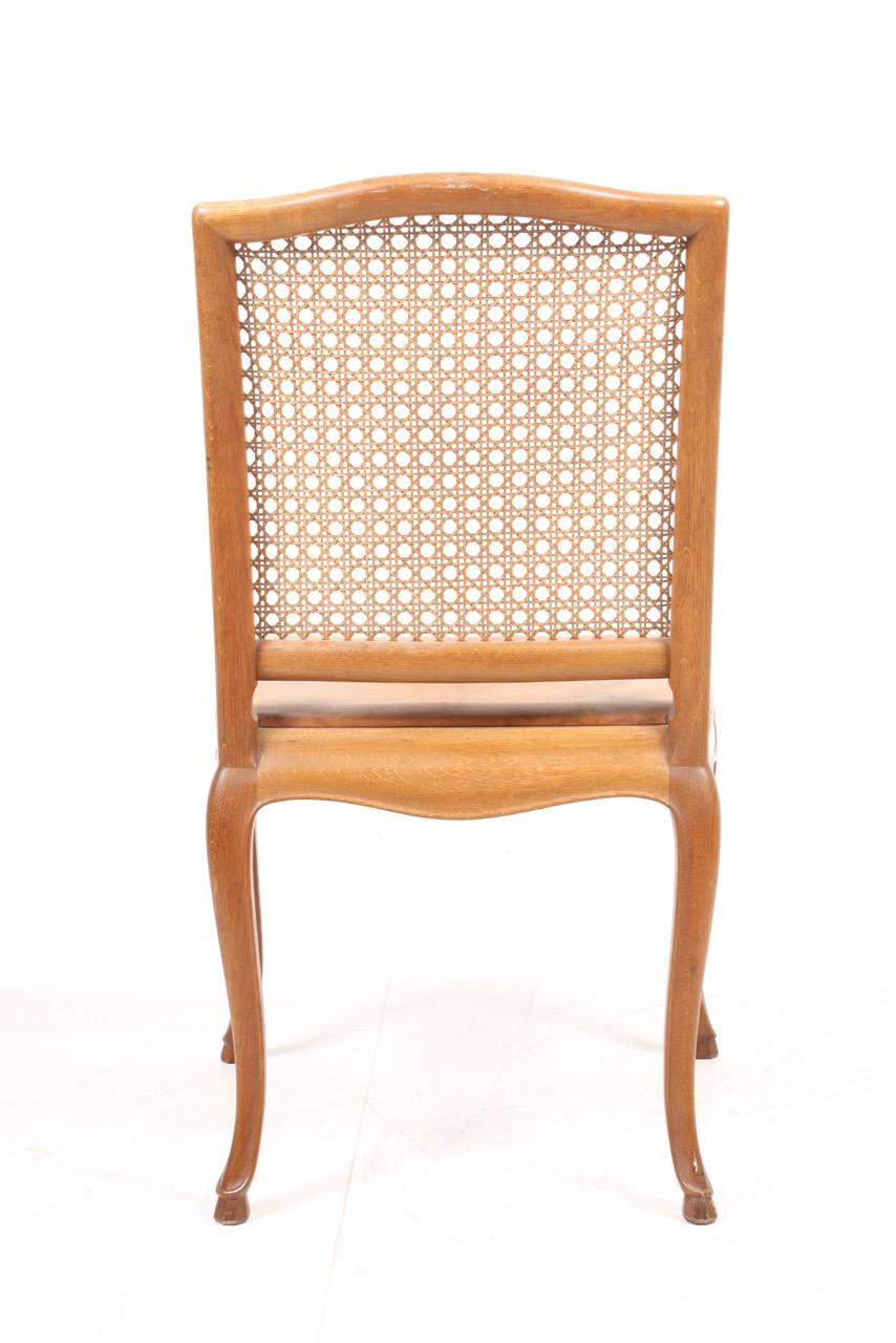 Side Chair in Patinated Leather and Oak by Frits Henningsen, Danish Design 1940s 1