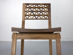 SIDE CHAIR in solid black walnut with Japanese Kumiko patterned backrest