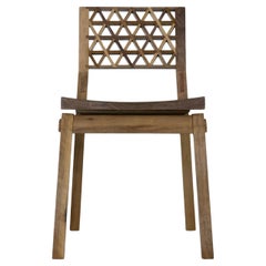 SIDE CHAIR in solid black walnut with Japanese Kumiko patterned backrest