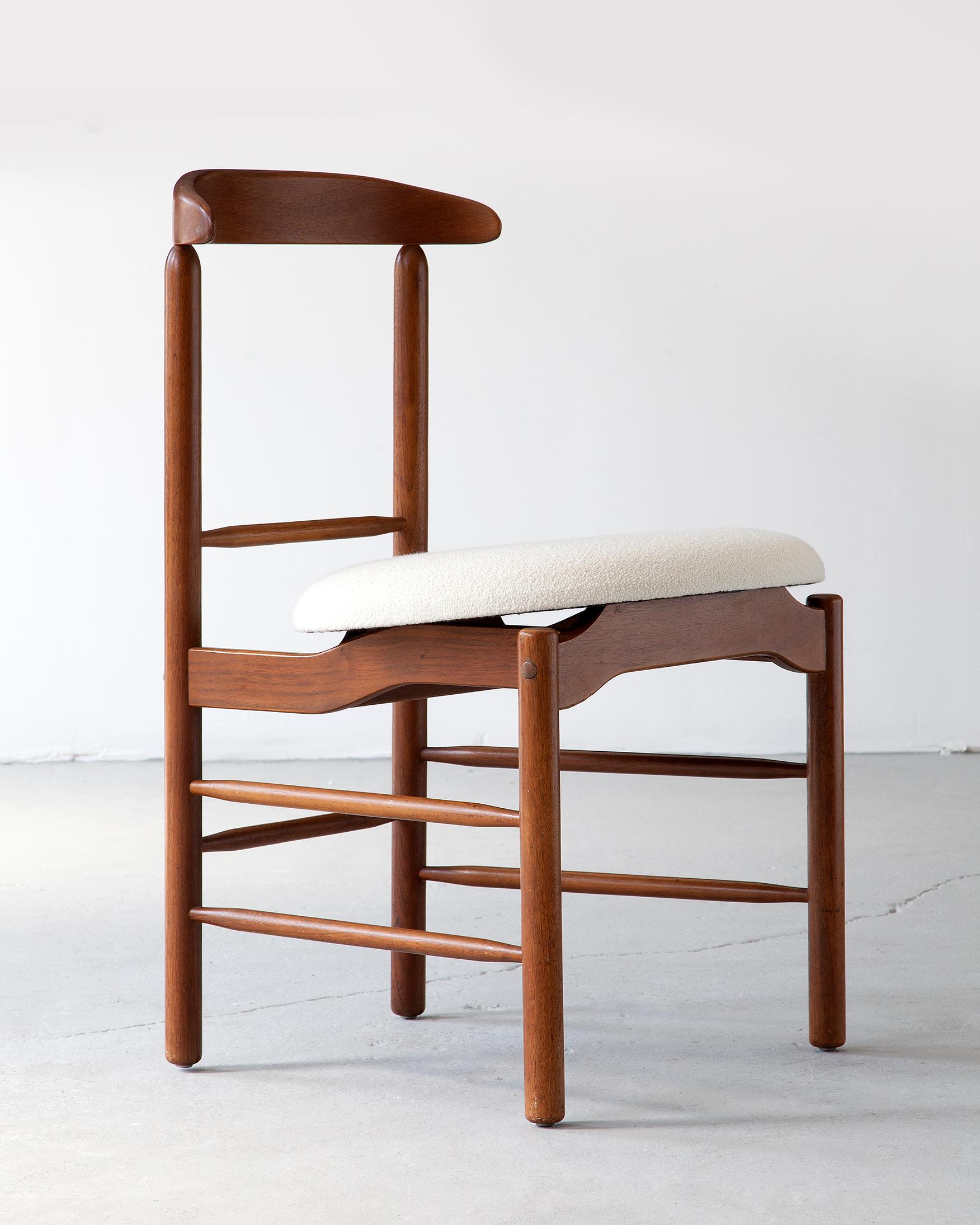 Side chair in walnut with an upholstered seat. Designed by Greta Magnusson Grossman for Glenn of California, Los Angeles, California, circa 1952.
