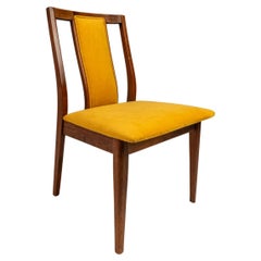 Side Chair in Walnut & Yellow Felt in the Manner of Edward Wormley, USA, 1960s