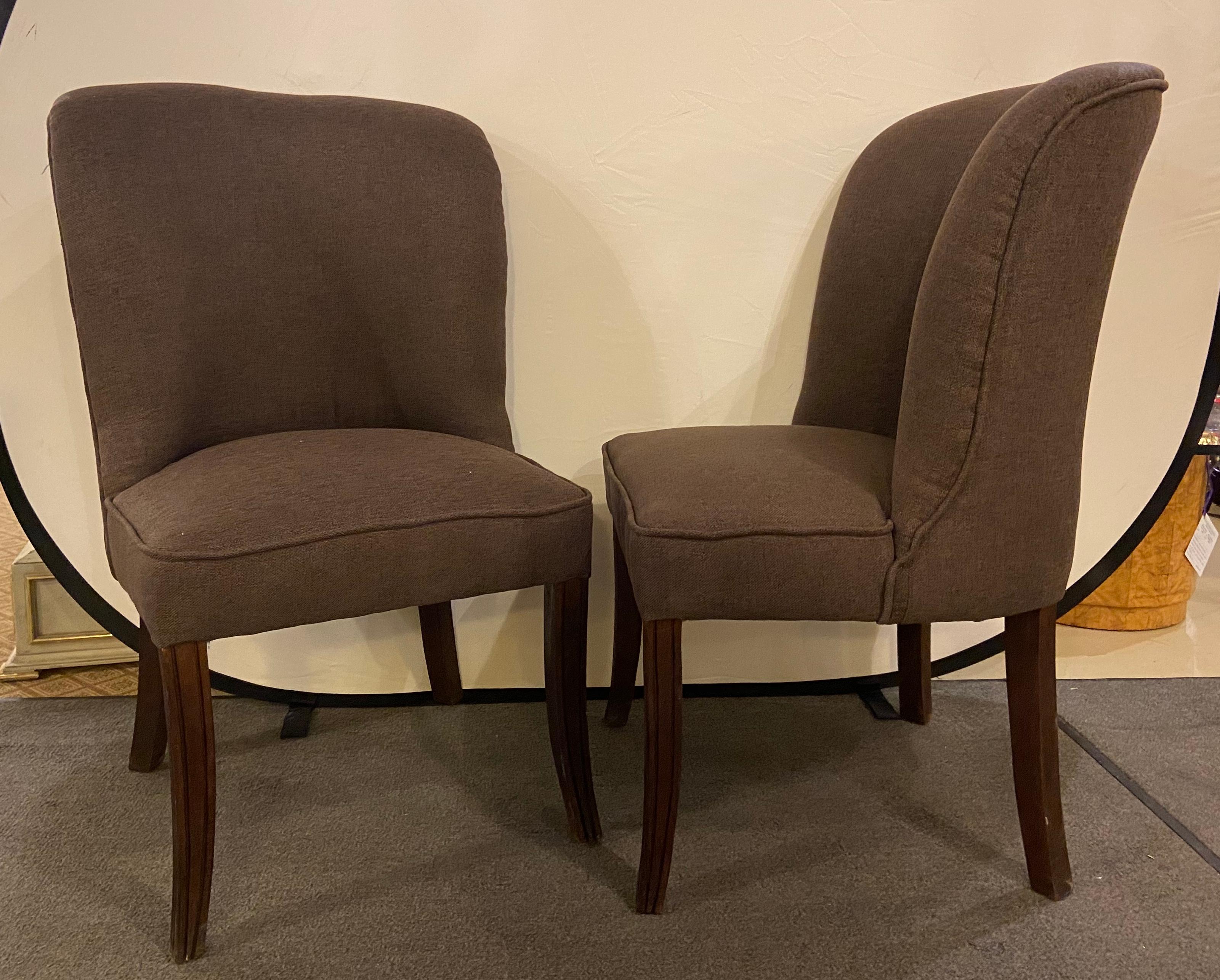 Mid-Century Modern Karl Springer Style MCM side Gray Chairs, a Pair