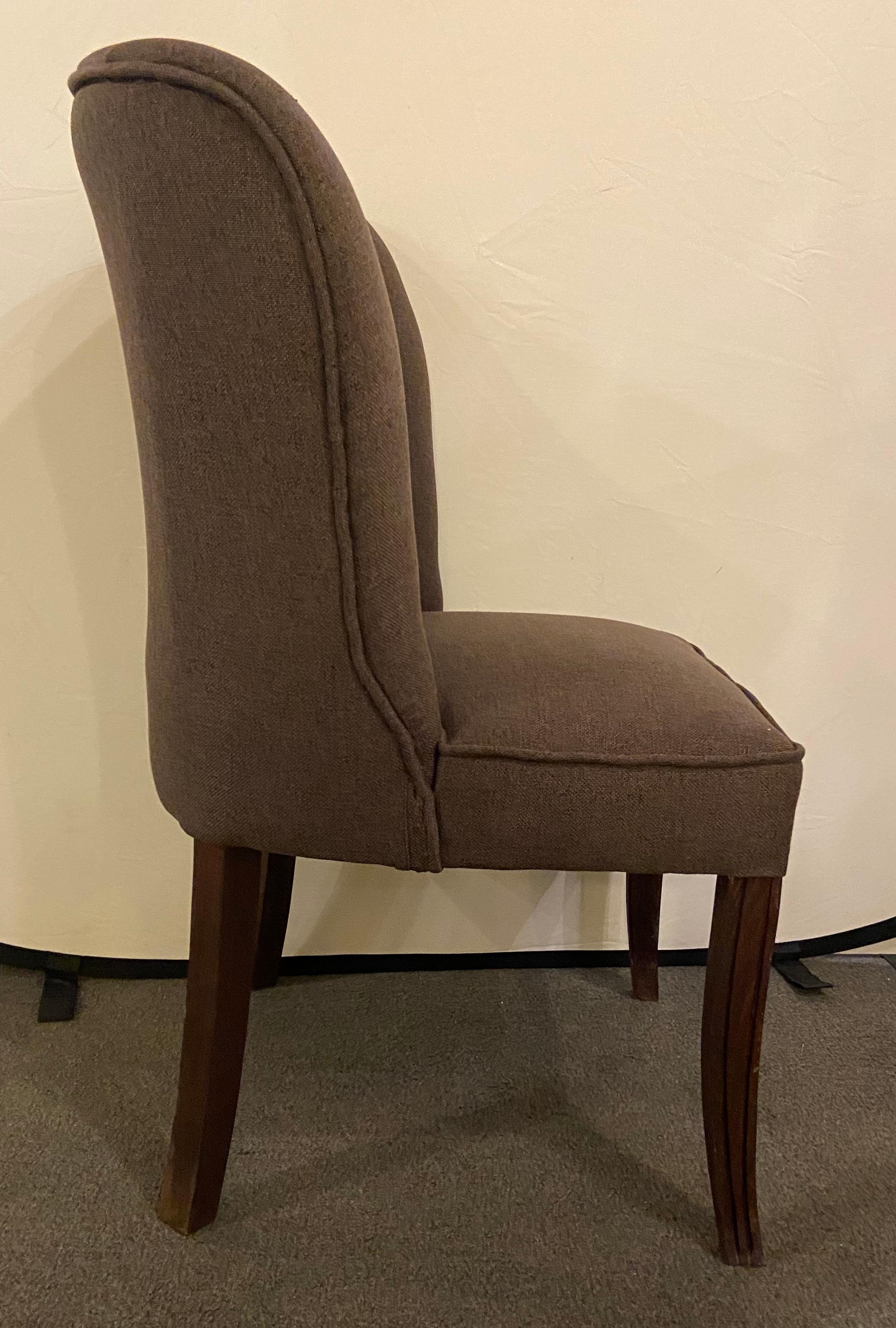 Late 20th Century Karl Springer Style MCM side Gray Chairs, a Pair