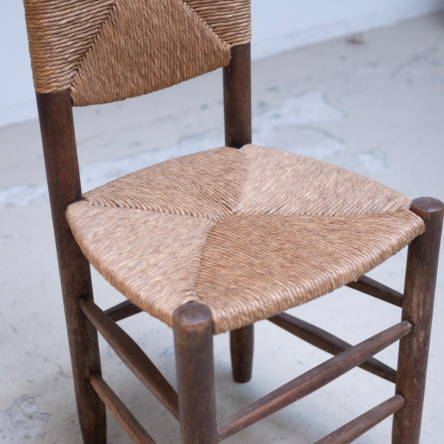 Side Chair model No.18 by Charlotte Perriand  rush chair French dining chair For Sale 4