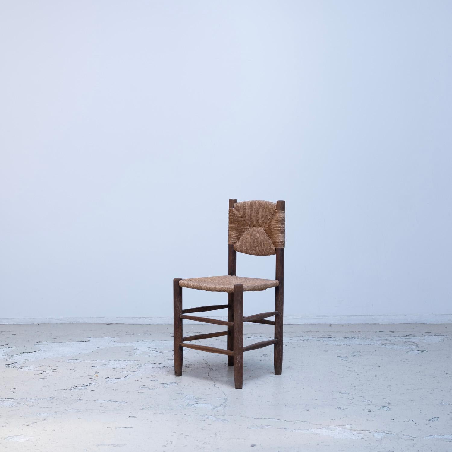 Woodwork Side Chair model No.18 by Charlotte Perriand  rush chair French dining chair For Sale
