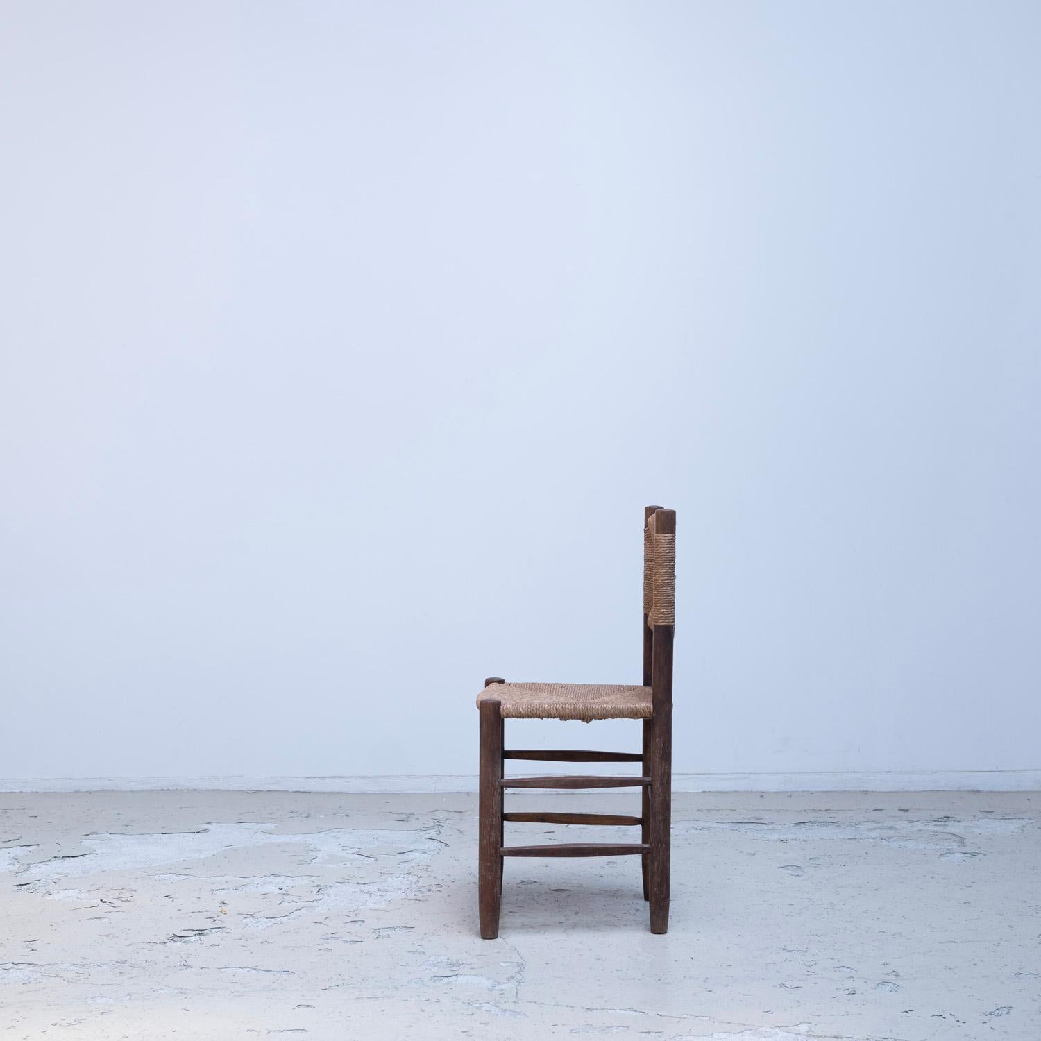 Side Chair model No.18 by Charlotte Perriand  rush chair French dining chair In Good Condition For Sale In Tokyo, Tokyo
