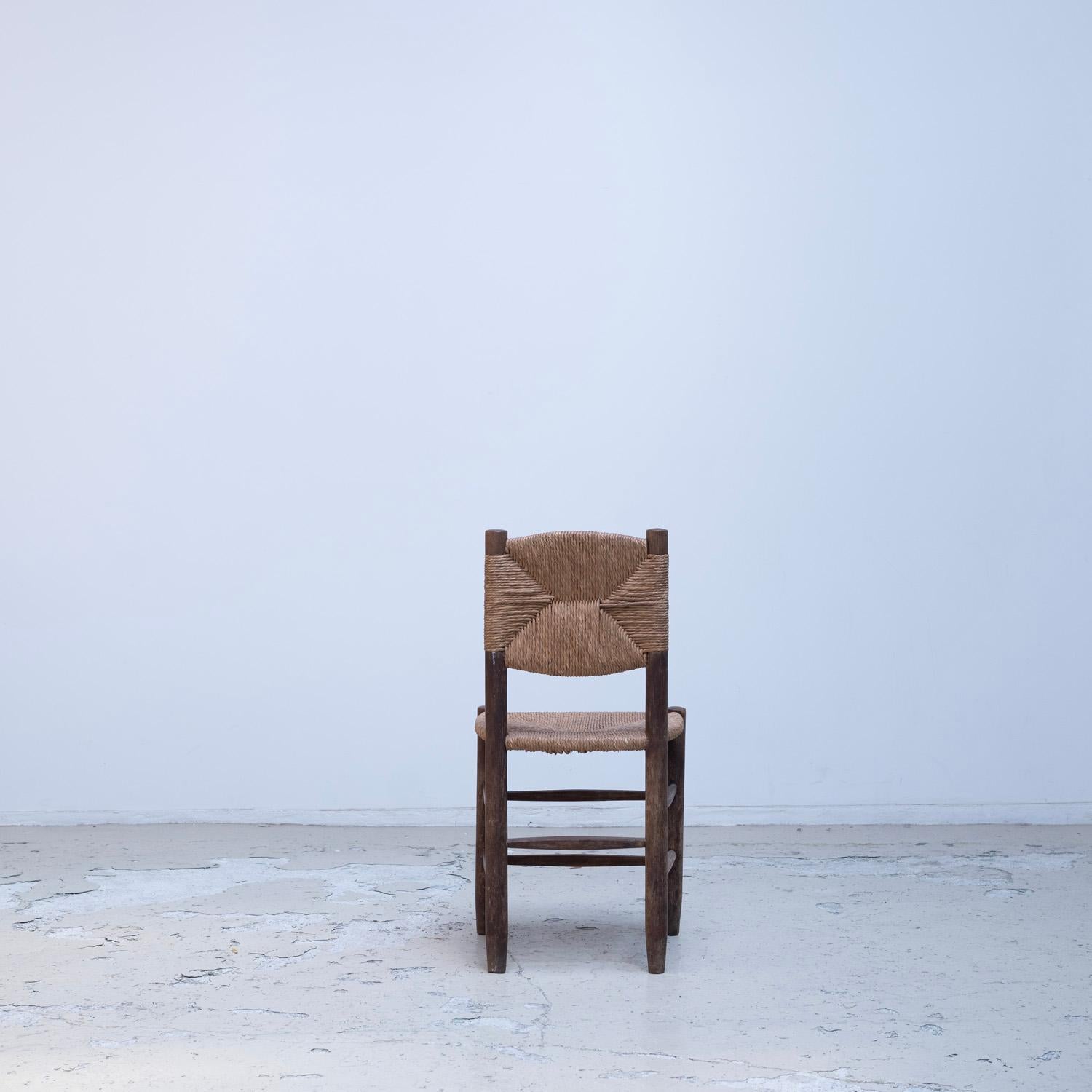 Mid-20th Century Side Chair model No.18 by Charlotte Perriand  rush chair French dining chair For Sale