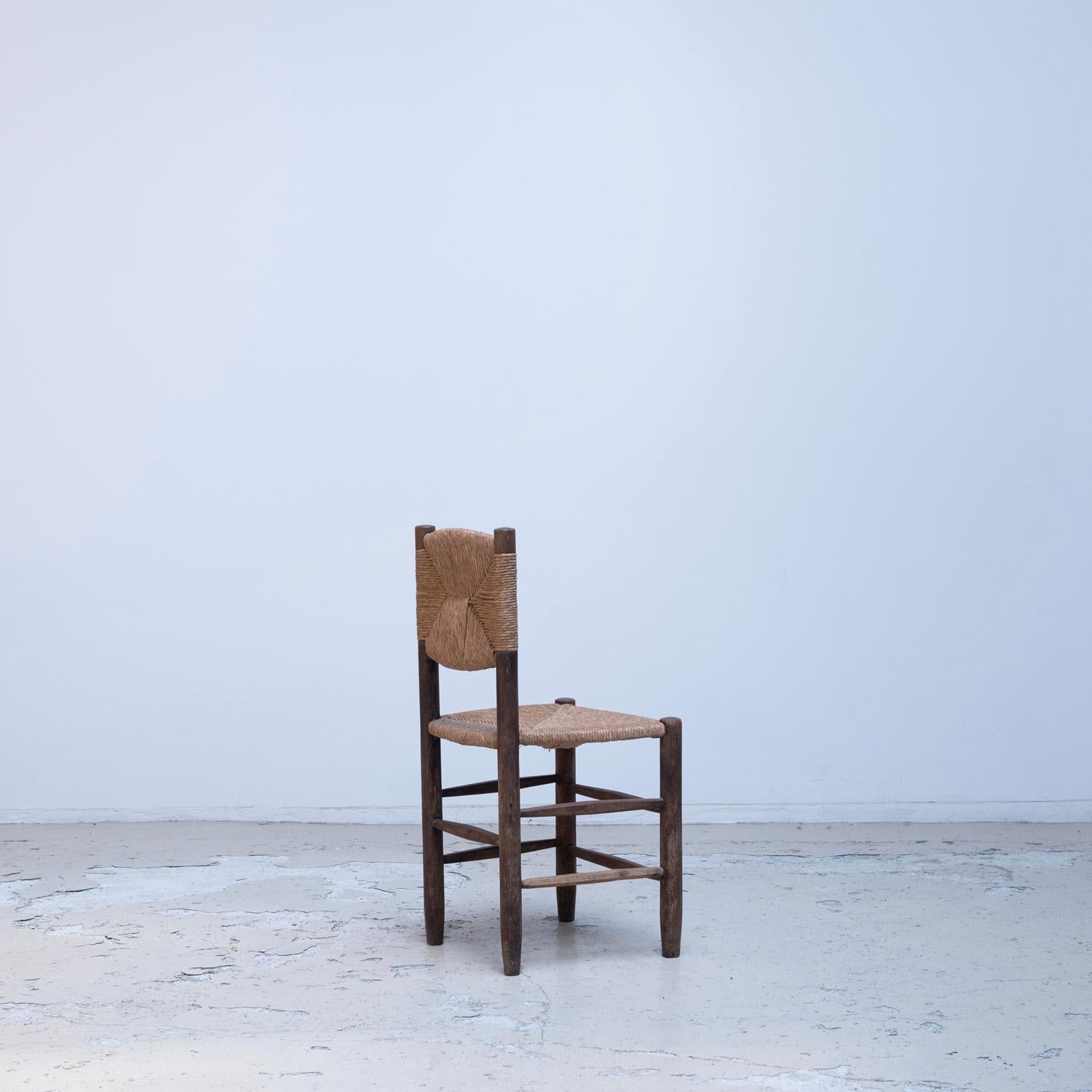 Rush Side Chair model No.18 by Charlotte Perriand  rush chair French dining chair For Sale