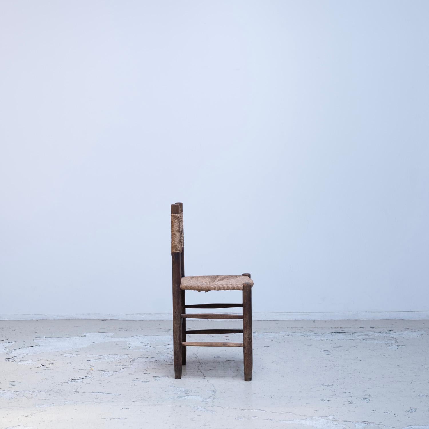 Side Chair model No.18 by Charlotte Perriand  rush chair French dining chair For Sale 1