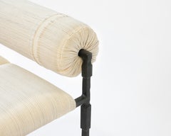 Creme Beistellstuhl Eisen Modern Handgefertigt Handgewebt Rosshaar Textil Akzent Mähne