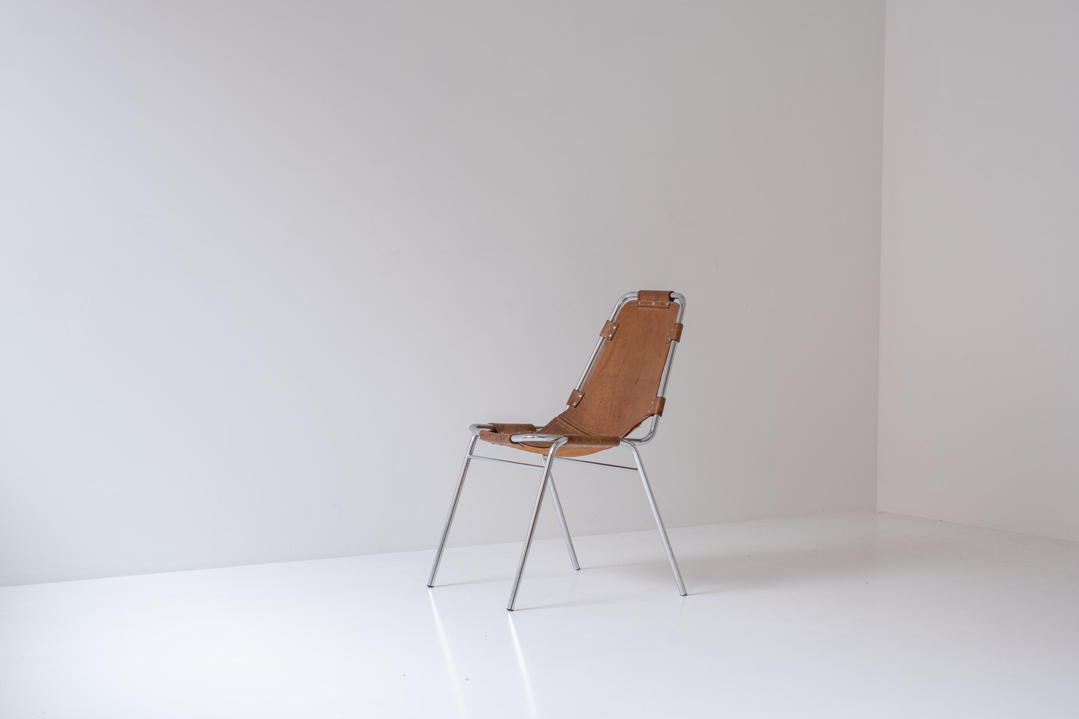 Mid-Century Modern Side Chair Selected by Charlotte Perriand for Les Arcs, France, 1970s