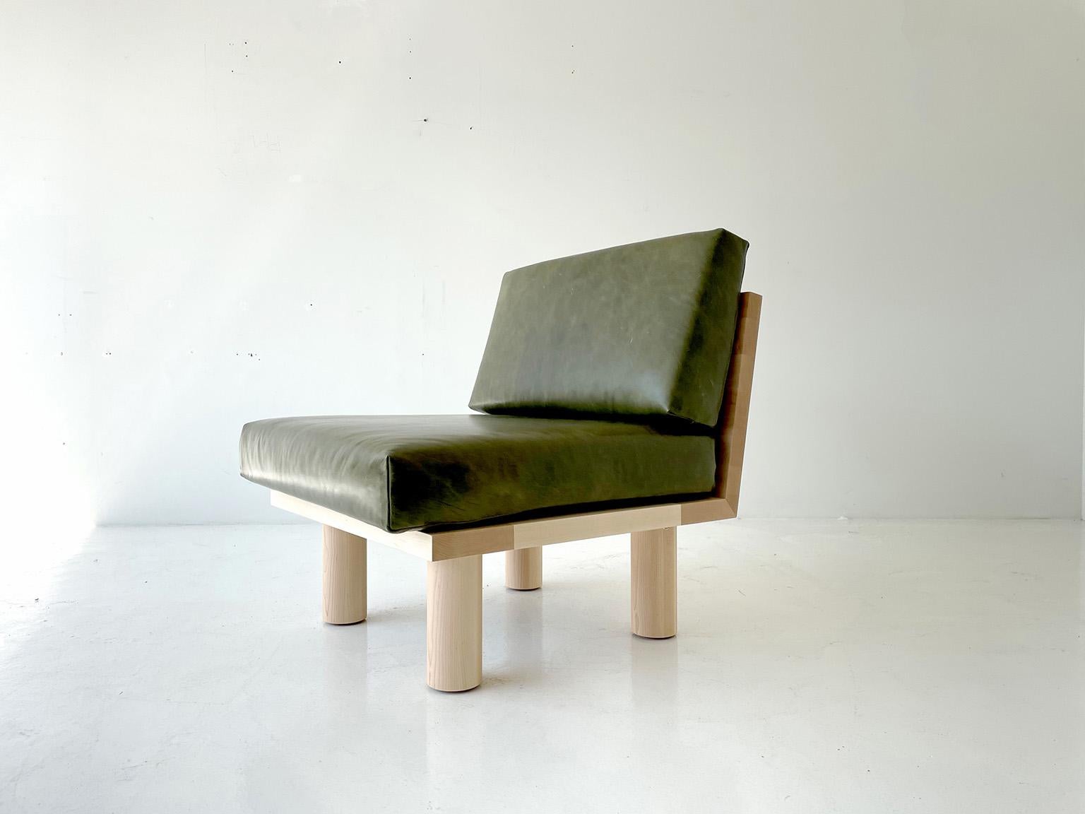 Bertu Side Chair, Suelo Side Chair, Leather and Maple For Sale 3