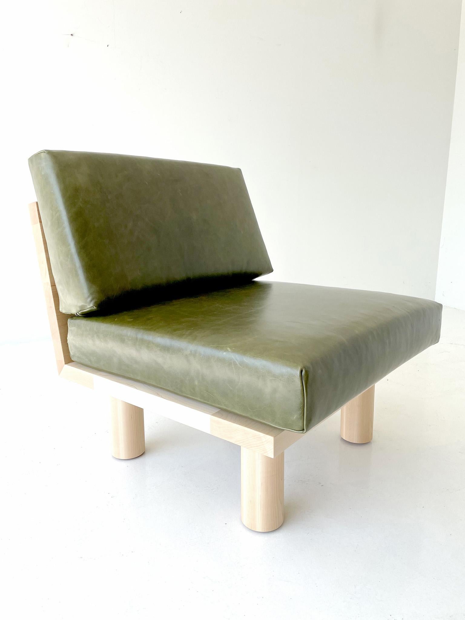 Bertu Side Chair, Suelo Side Chair, Leather and Maple For Sale 2