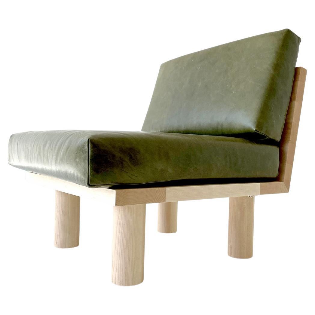 Bertu Side Chair, Suelo Side Chair, Leather and Maple For Sale