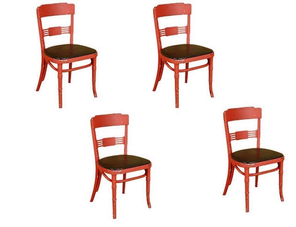 Red painted oak western side chair used in the 1952 film 