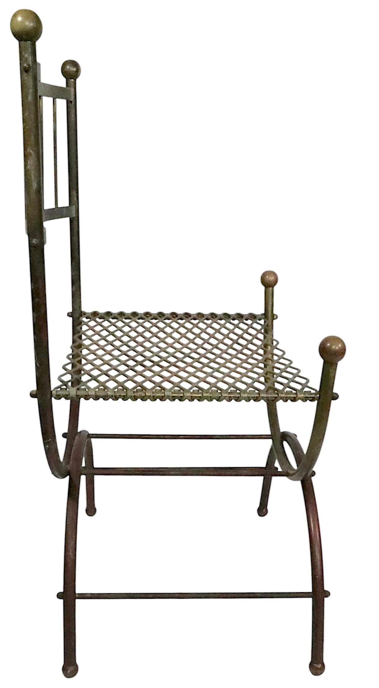 Chaise d'appoint à structure tubulaire en laiton, assise en maille métallique et embouts Ball, c.A.I.C. en vente 10