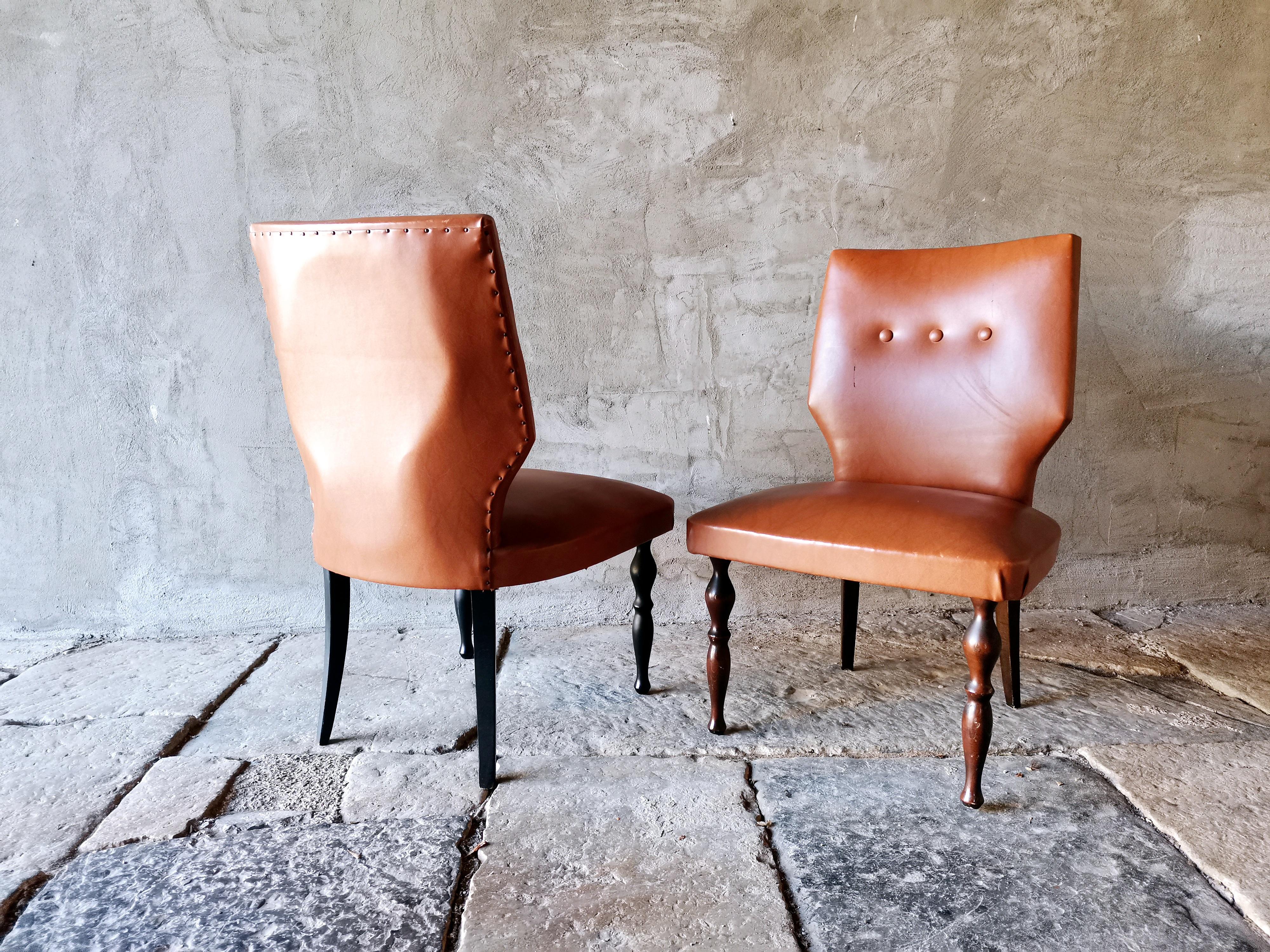 Chaises d'appoint 1950 Italie paire par Guglielmo Ulrich en vente 5