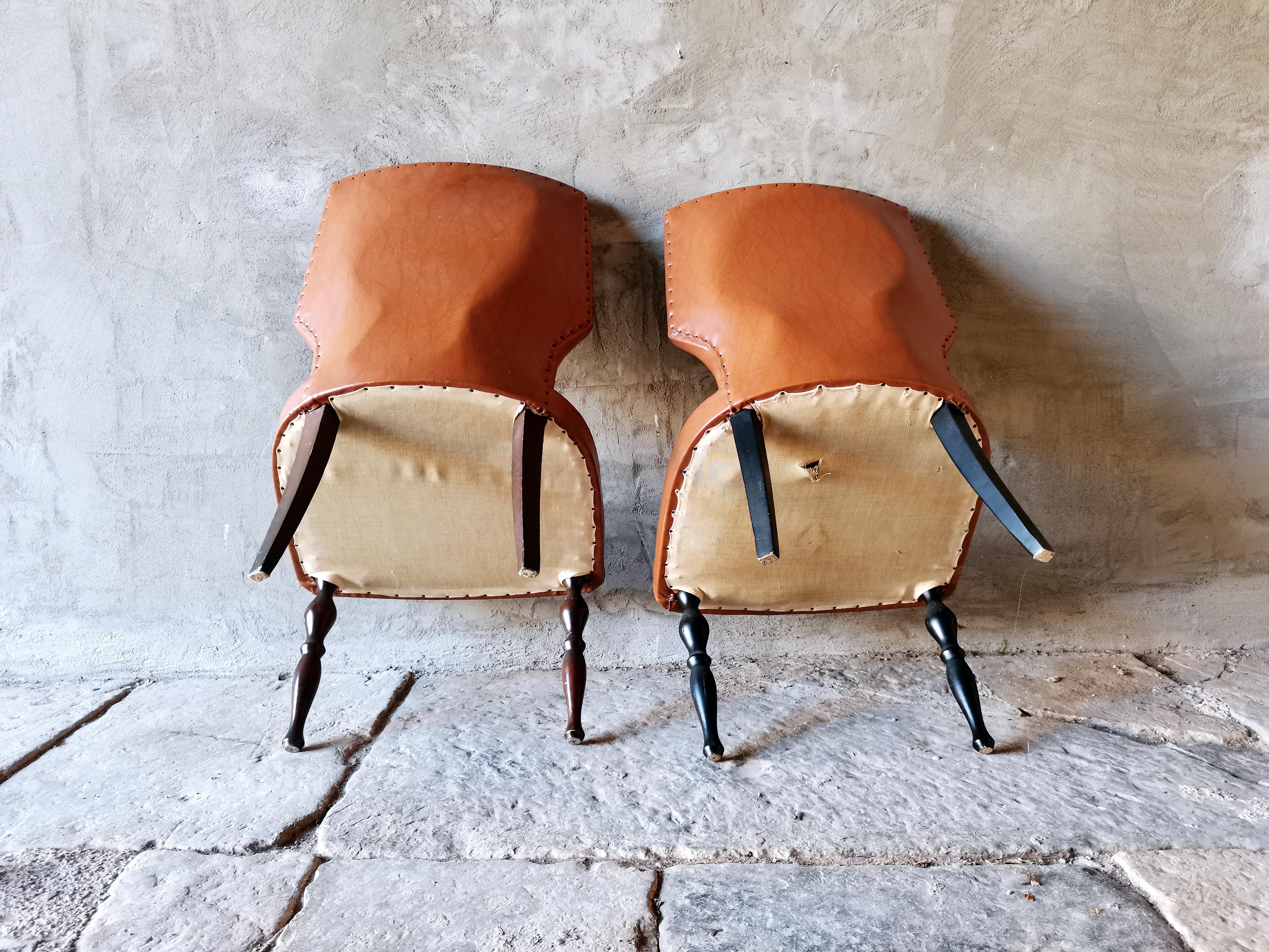 Chaises d'appoint 1950 Italie paire par Guglielmo Ulrich en vente 7