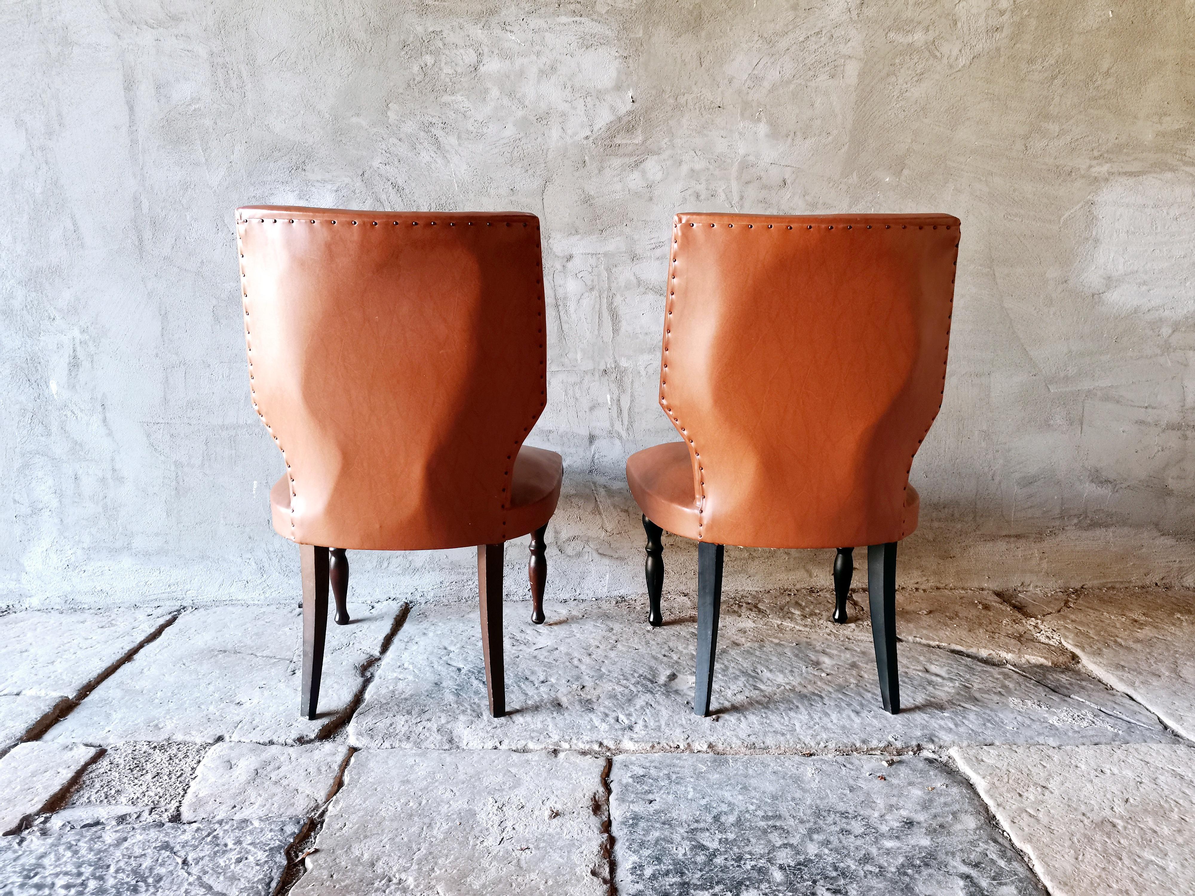 Art nouveau Chaises d'appoint 1950 Italie paire par Guglielmo Ulrich en vente