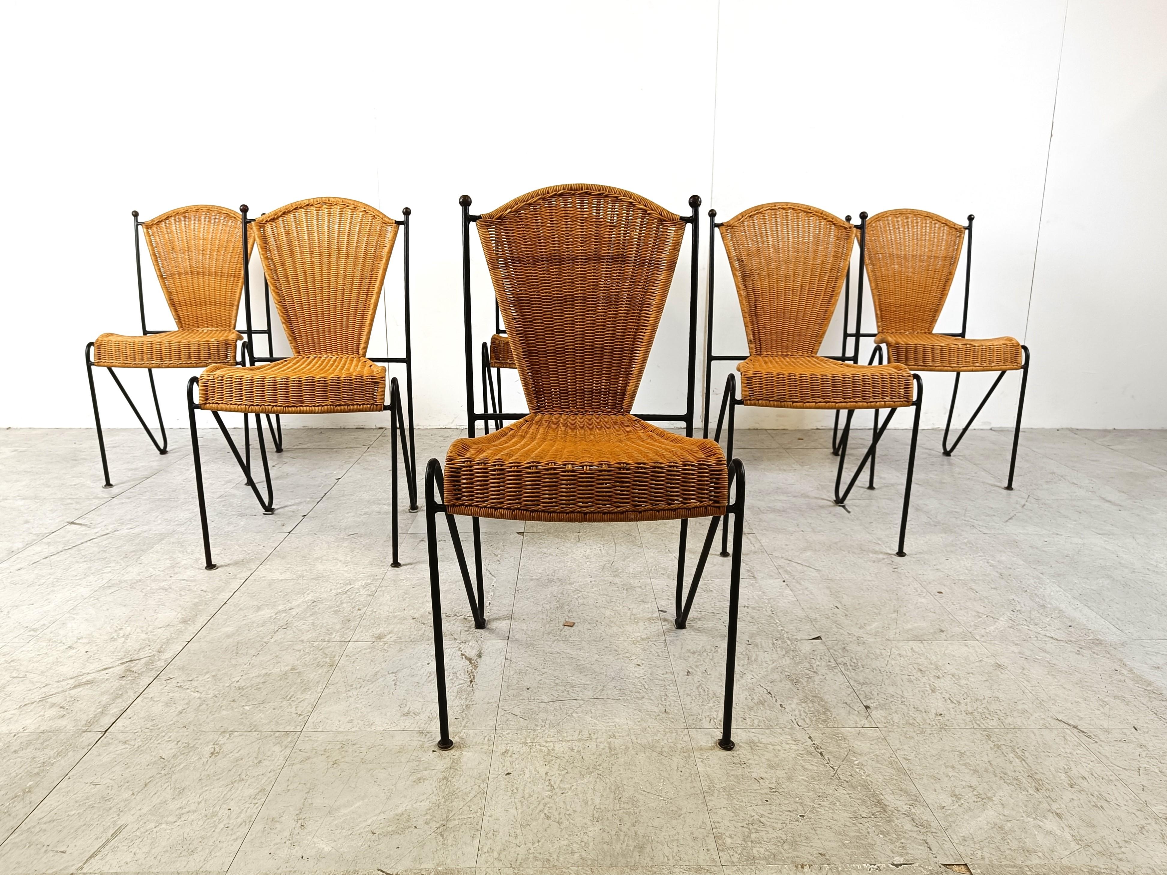 French Side Chairs by Frederick Weinberg, 1960s, Set of 6