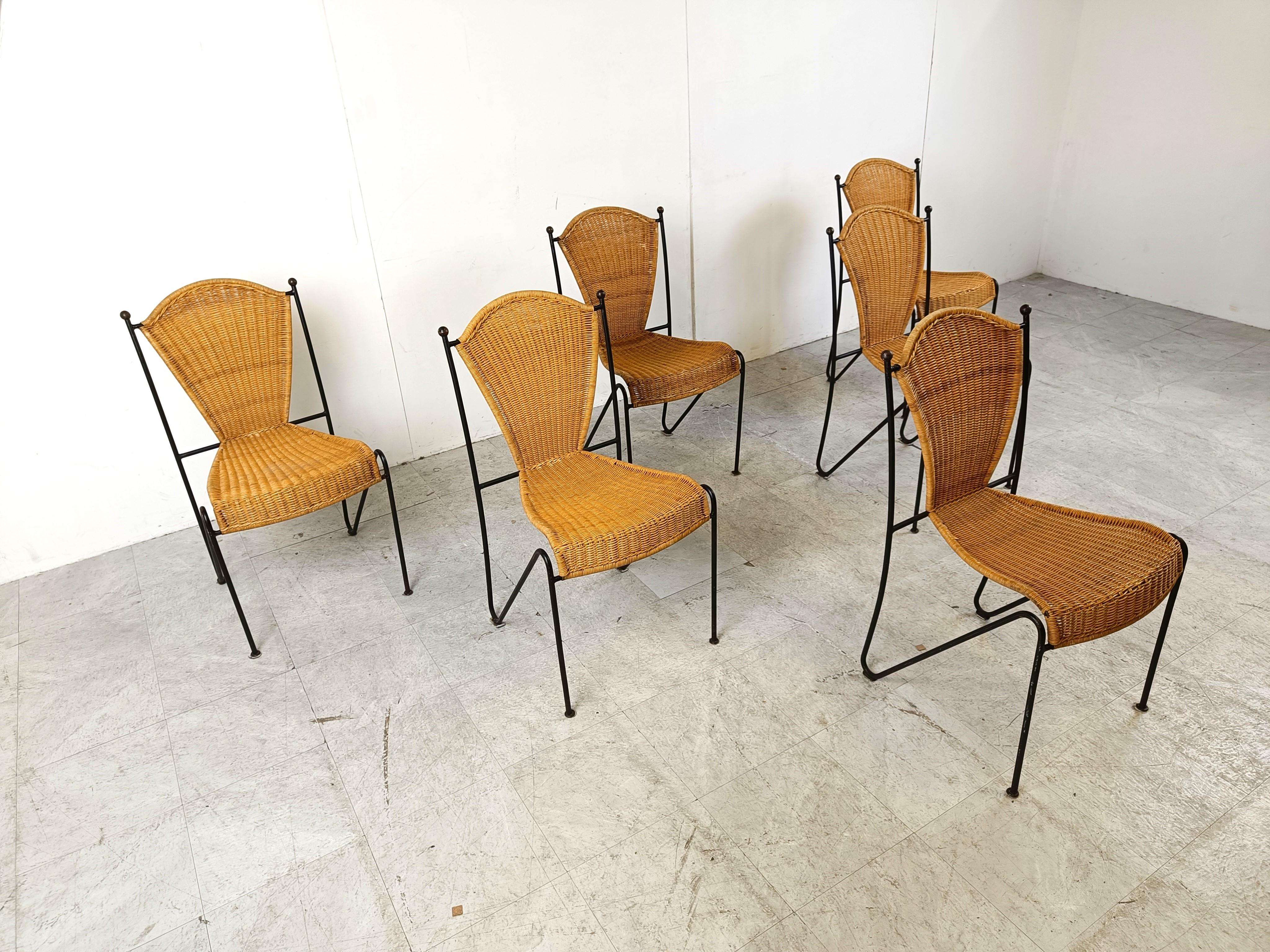 Metal Side Chairs by Frederick Weinberg, 1960s, Set of 6